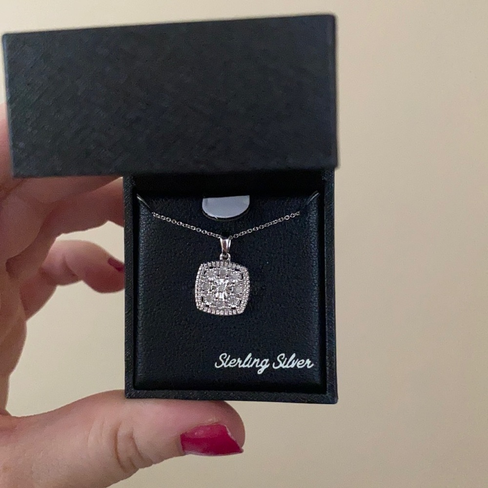 Diamond Cushion Cluster 18" Pendant Necklace